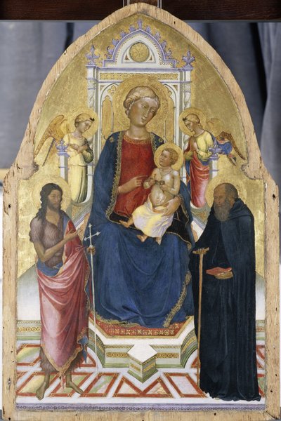 Enthroned Madonna and Child with Saints John the Baptist and Anthony by Italian School